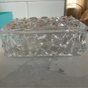 TIFFANY & Co authentic crystal rock cut rectangular lidded jewelry trinket box